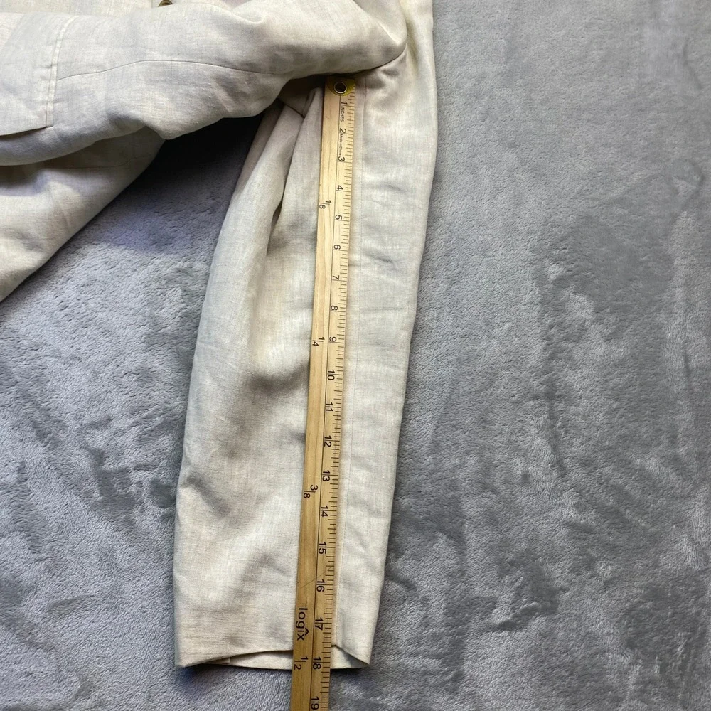 Tasso Elba Mens Linen Blazer Jacket Beige 3 Button Unlined Sport Coat‎ Size L